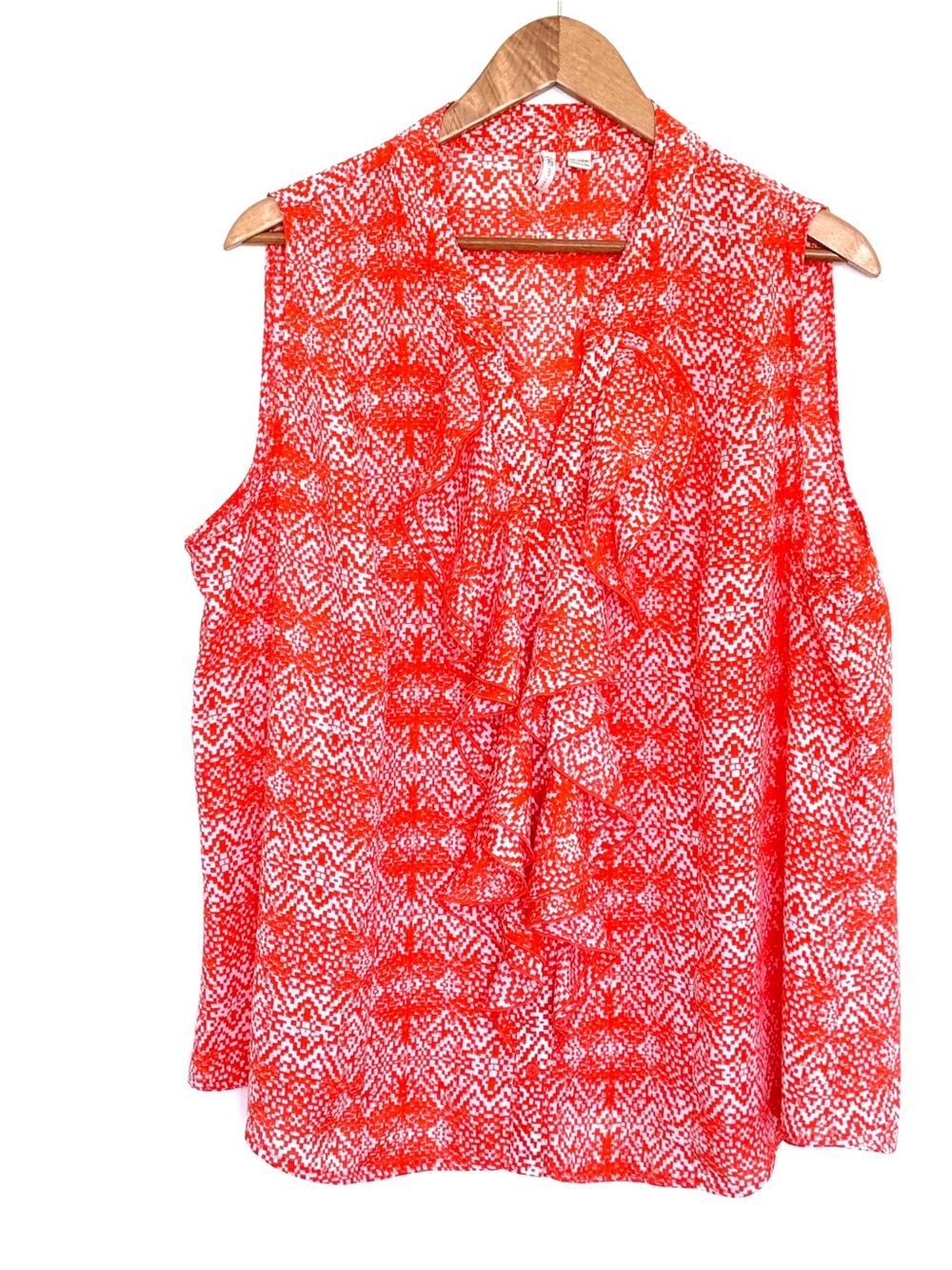 Cato Plus Shirt Women’s Size 22/24W Geometric Button Up Sleeveless Ruffle Top